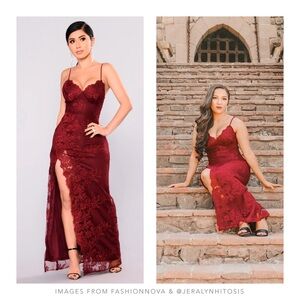 Fashion Nova | A Night In Tokyo Lace Dress - Burgundy